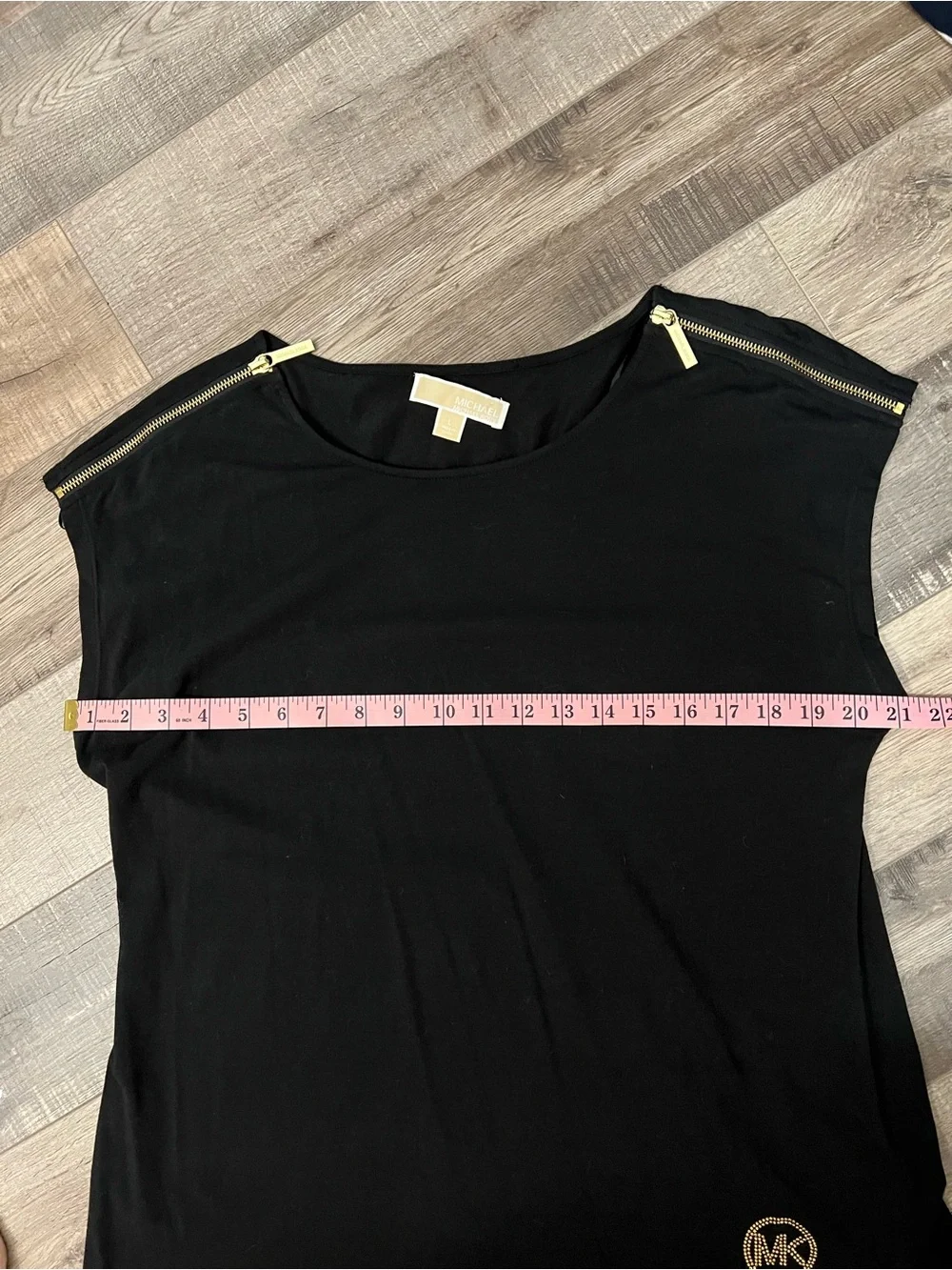 Michael Kors Black Sleeveless Top with Gold Zip Accents size L EUC